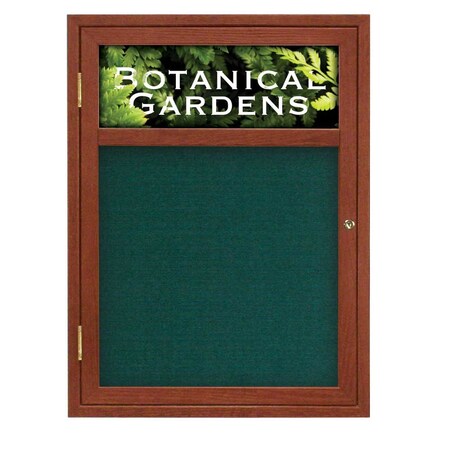 United Visual Products Sliding Glass Door Radius Letterboard, Hdr, 72"x48", Gold/Green UV9023ACSH-GOLD-GREEN